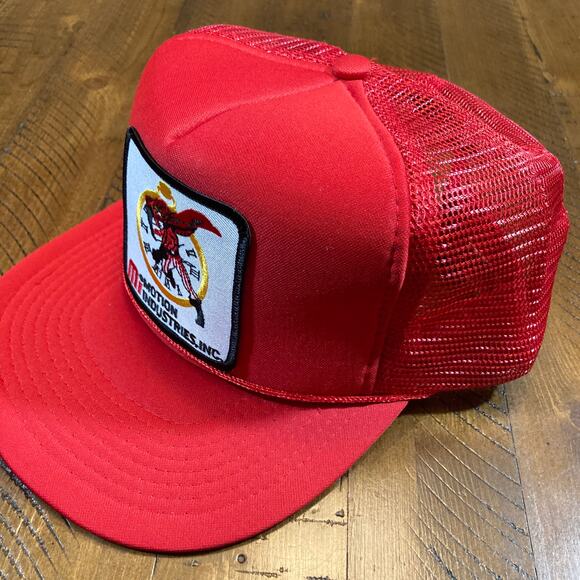 Vintage Red Snapback Hat Motion Industries INC Big Embroidered Logo Patch - Picture 3 of 13